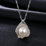 925 Silver Pearl Pendant Necklace & Shell Earrings Set