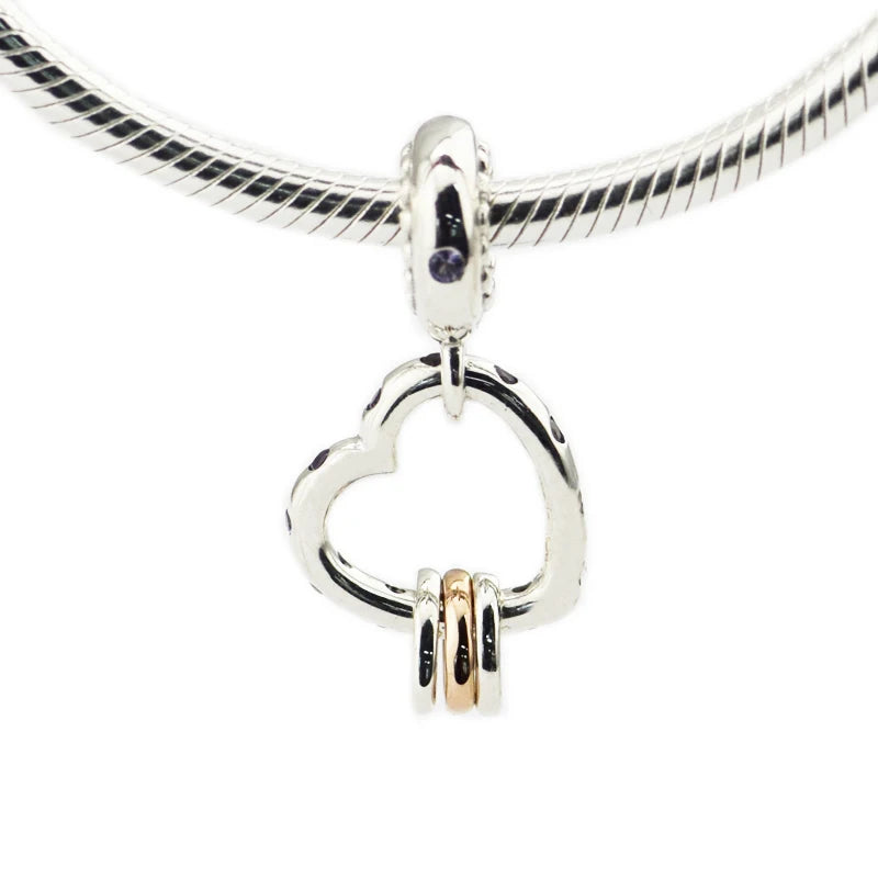 925 Silver Heart Dangle Charms for Bracelets DIY Jewelry Making