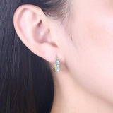925 Silver Hoop Earrings Yellow Plated with Zircon - Birthday Gift