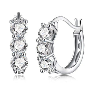 925 Silver Hoop Earrings Yellow Plated with Zircon - Birthday Gift