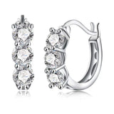 925 Silver Hoop Earrings Yellow Plated with Zircon - Birthday Gift