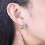 925 Silver Hoop Earrings Yellow Plated with Zircon - Birthday Gift