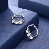 925 Silver Hoop Earrings Yellow Plated with Zircon - Birthday Gift