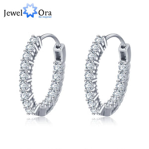 925 Silver Hoop Earrings Cubic Zirconia Wedding Jewelry