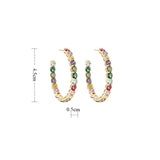 925 Silver Huggie Hoop Earrings Rainbow Zircon CZ Crystal Brincos Jewelry