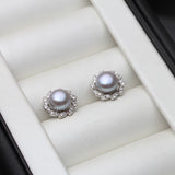 925 Silver Leaf Stud Earring with Pearl