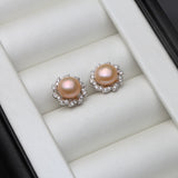 925 Silver Leaf Stud Earring with Pearl
