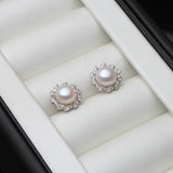 925 Silver Leaf Stud Earring with Pearl