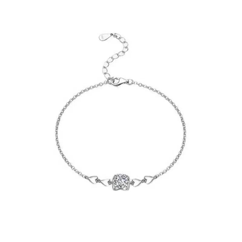 925 Silver Heart Moissanite Bracelet D Moissanite Diamond Bangles Gift