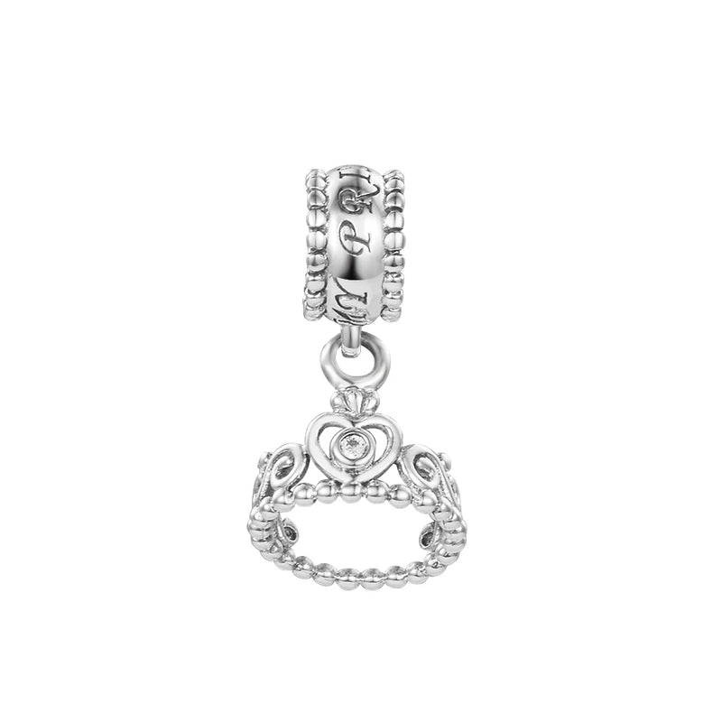 925 Silver Princess Tiara Dangle Charm for Bracelets