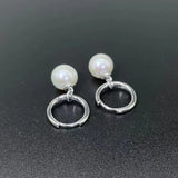 925 Silver Pearl Hoop Earrings - Women's Jewelry Gift