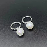 925 Silver Pearl Hoop Earrings - Women's Jewelry Gift