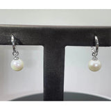 925 Silver Pearl Hoop Earrings - Women's Jewelry Gift