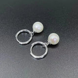 925 Silver Pearl Hoop Earrings - Women's Jewelry Gift