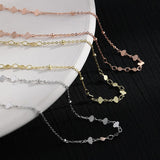 925 Silver Peach Heart Choker Necklace Women Clavicle Chain Short Fine Jewelry