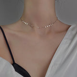 925 Silver Peach Heart Choker Necklace Women Clavicle Chain Short Fine Jewelry