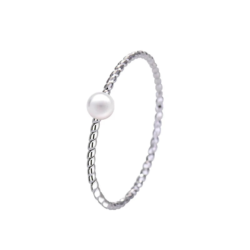 925 Silver Pearl Rings For Women Twist Jewelry Ladies Gift