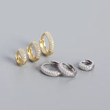 925 Silver Plated Zircon Huggie Earrings for Women
