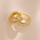 925 Silver Plated Zircon Huggie Earrings for Women