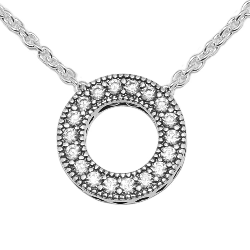 925 Silver Round Circle Necklace Chain Pendants for Women Jewelry Making