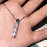 925 Silver Geometric Zircon Pendant Necklace Long Chain Charm Jewelry
