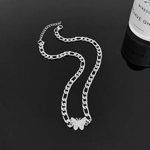 925 Silver Butterfly Choker Zircon Necklace Wedding Gift For Women