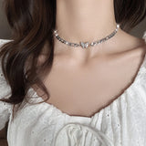 925 Silver Butterfly Choker Zircon Necklace Wedding Gift For Women