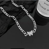 925 Silver Butterfly Choker Zircon Necklace Wedding Gift For Women