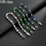 925 Silver Sparkling Leaf Diamond Bracelet for Women