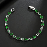 925 Silver Sparkling Leaf Diamond Bracelet for Women