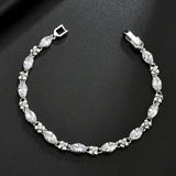 925 Silver Sparkling Leaf Diamond Bracelet for Women