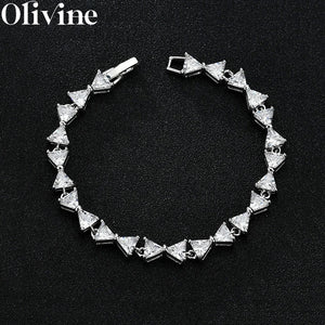 925 Silver Triangle Diamond Bracelet Wedding Jewelry
