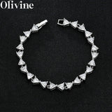925 Silver Triangle Diamond Bracelet Wedding Jewelry