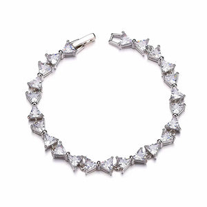 925 Silver Triangle Diamond Bracelet Wedding Jewelry