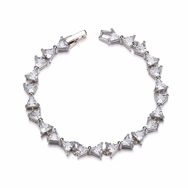 925 Silver Triangle Diamond Bracelet Wedding Jewelry