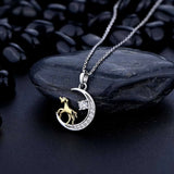 925 Silver Star Moon Horse Pendant Necklace for Women Moon Clavicle Chain Gift