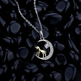 925 Silver Star Moon Horse Pendant Necklace for Women Moon Clavicle Chain Gift