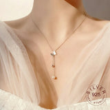 925 Silver Butterfly Pearl Necklace Zirconia Tassel Choker Wedding Jewelry