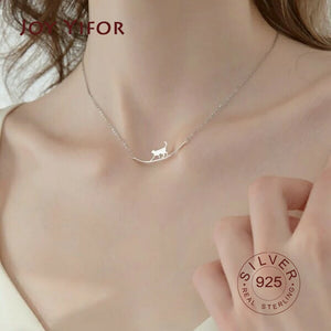 925 Silver Cat Zirconia Star Pendant Necklace Choker Wedding Jewelry