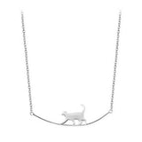 925 Silver Cat Zirconia Star Pendant Necklace Choker Wedding Jewelry