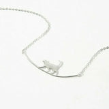 925 Silver Cat Zirconia Star Pendant Necklace Choker Wedding Jewelry