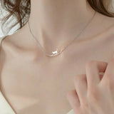 925 Silver Cat Zirconia Star Pendant Necklace Choker Wedding Jewelry