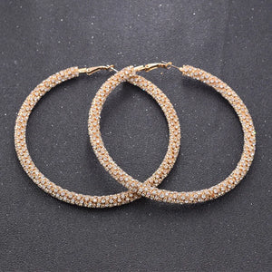 Large Hoop Earrings Rhinestone Crystal Circle Earring Loop Women Jewelry