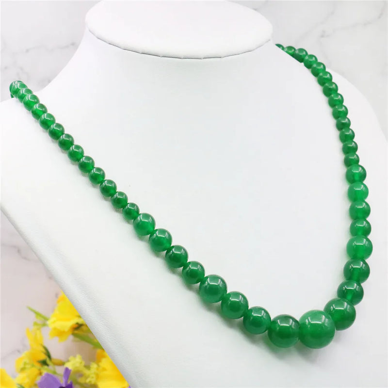 Green Jades Beads Necklace Stones Balls Women Girl 18"