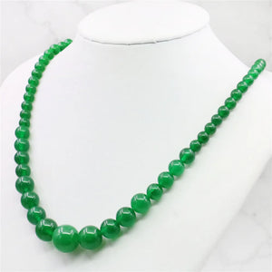 Green Jades Beads Necklace Stones Balls Women Girl 18"