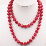 Red Coral Beads Necklace 36inch DIY Hand Ornaments