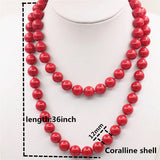 Red Coral Beads Necklace 36inch DIY Hand Ornaments