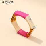 Acrylic Hexagon Geometric Cuff Bracelet Mix Colors Charm Jewelry