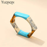 Acrylic Hexagon Geometric Cuff Bracelet Mix Colors Charm Jewelry
