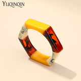 Acrylic Hexagon Geometric Cuff Bracelet Mix Colors Charm Jewelry
